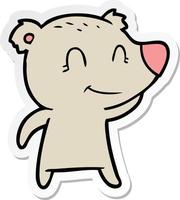 sticker of a smiling bear cartoon vector