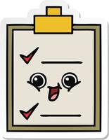 sticker of a cute cartoon check list vector