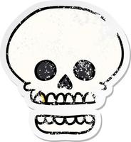 distressed sticker cartoon doodle of a skull head vector