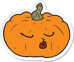 sticker of a cartoon pumpkin vector