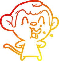 warm gradient line drawing crazy cartoon monkey vector