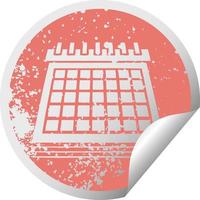 distressed circular peeling sticker symbol work calendar vector