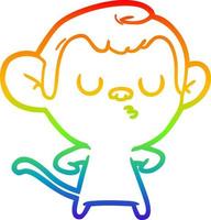 rainbow gradient line drawing cartoon monkey vector