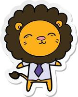 sticker of a cartoon lion in business clothes vector