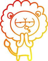 warm gradient line drawing cartoon lion considering vector