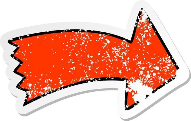 distressed sticker of a quirky hand drawn cartoon arrow