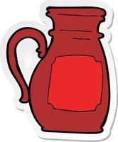 sticker of a cartoon jug vector