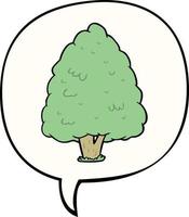 cartoon tall tree and speech bubble vector