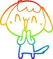 rainbow gradient line drawing cute cartoon dog vector