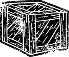 grunge icon drawing of a wooden crate vector