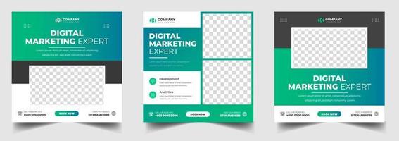 digital marketing post banner, digital marketing social media post banner with green color. business marketing post banner. digital marketing banner. vector