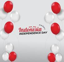 celebre el día de la independencia de indonesia con globos rojos y blancos vector