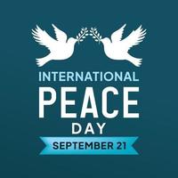 International Peace Day Vector Poster Flying Dove Illustration