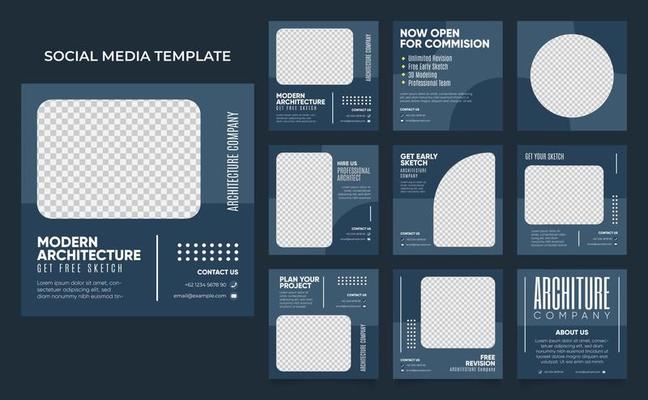 social media template banner house architecture service promotion