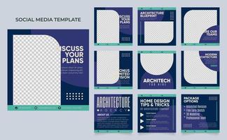 social media template banner house architecture service promotion vector