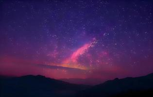 night landscape mountain and milkyway galaxy background , long exposure , low light photo