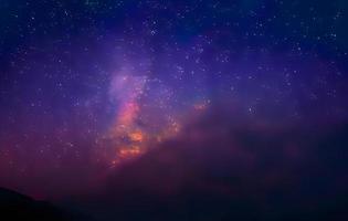 night landscape mountain and milkyway galaxy background , long exposure , low light photo