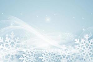 Winter decorative background template with snow, snowflakes and wind. Illustration photo