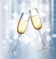 Two Glass of Champagne on Glossy Background.  Illustration photo
