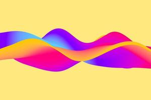 onda de degradado brillante y elegante sobre fondo amarillo. superficie de gradiente líquido de moda. ilustración 3d de flujo de fluido rosa y azul foto