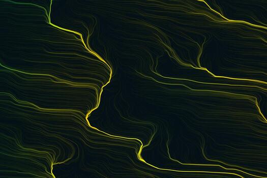 Abstract green and yellow gradient aggressive electro particle flow background texture. Abstract 3d rendering of the Perlin field photo