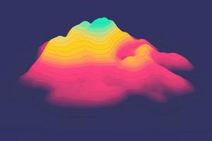 Gradient hills backdrop. Scheme map in hiking style. Contour topographic lines over the high mountains 3d illustration. Abstract liquid gradient landscape background photo