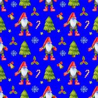 Festive Christmas pattern with gnomes. photo