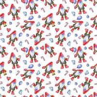 Festive Christmas pattern with gnomes photo