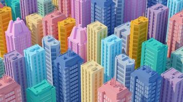 Isometric city with colorful skyscapers.3d rendering photo