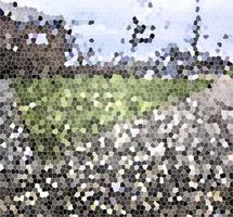 Digital Illustration Mosaic Grass and Trees photo