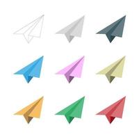 los aviones de papel establecen el vector de iconos. foto