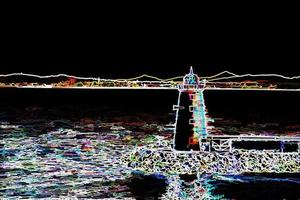 Digital Illustration Wave Breaker Beacon Postcard Background Effect photo