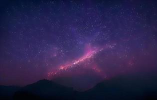 night landscape mountain and milkyway galaxy background , long exposure , low light photo