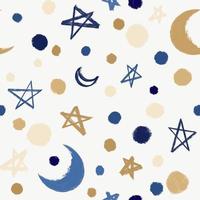 Seamless festive backdrop with moon, stars and doodles photo