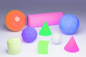 3D rendering geometric shapes can be used in teaching in schools photo