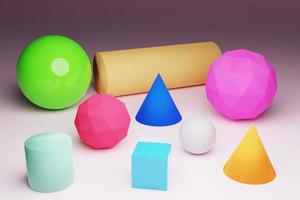 3D rendering geometric shapes can be used in teaching in schools photo