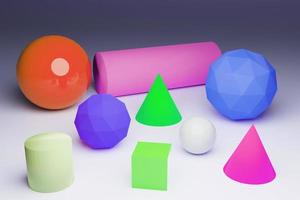 3D rendering geometric shapes can be used in teaching in schools photo