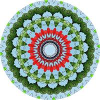 mandala colorido con adorno floral sobre un fondo blanco. motivo decorativo aislado para el diseño foto