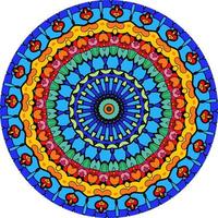 Abstract Background With A Colorful Mandala Pattern . Unusual Flower Shape. photo