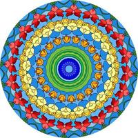 Colorful Mandala Design Background. Unusual Flower Shape. Oriental. Anti-Stress Therapy Patterns. Weave Design Elements photo