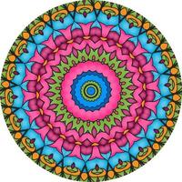 Ethnic Mandala With Colorful Ornament. Bright Colors. Isolated. photo