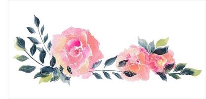 Floral rose garland. Watercolor composition photo