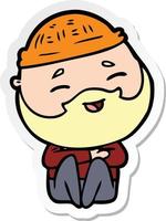 sticker of a cartoon happy bearded man vector