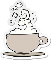 sticker of a hot cup of tea cartoon vector