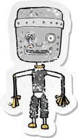 retro distressed sticker of a cartoon old robot vector