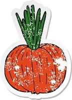 distressed sticker of a cartoon vegetable vector