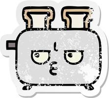 distressed sticker of a cute cartoon of a toaster vector