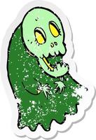 retro distressed sticker of a cartoon spooky ghoul vector