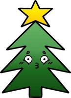 gradient shaded cartoon christmas tree vector