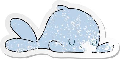 distressed sticker of a quirky hand drawn cartoon whale vector